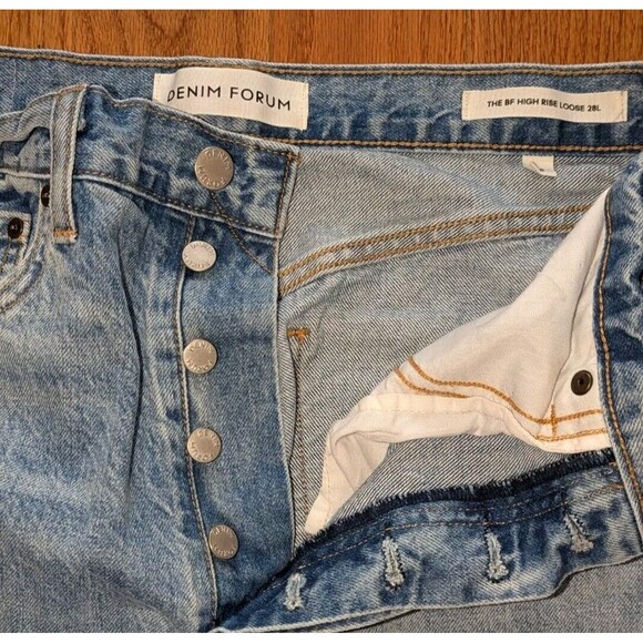 Denim Forum Aritzia Size 28L BoyFriend Highrise Loose Destroyed Jeans s12 - Picture 4 of 5